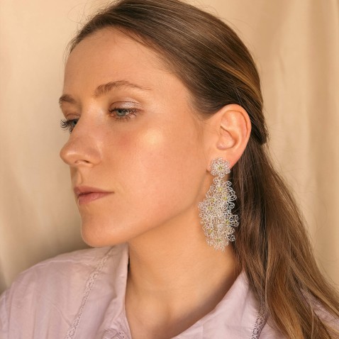 925 Sterling Silver and Prehnite Earrings | Crochet