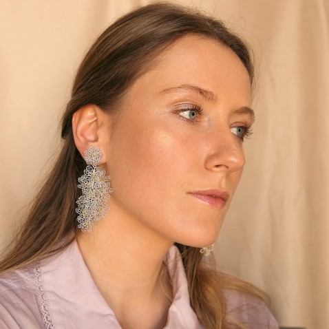 925 Sterling Silver and Prehnite Earrings | Crochet