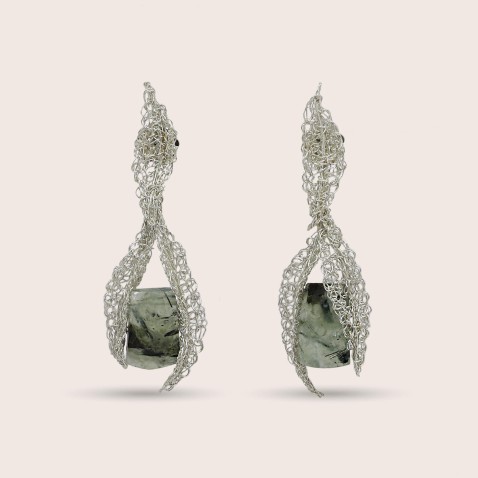 925 Sterling Silver Olivine Earrings | Crochet