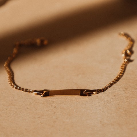 Pulseira Infantil com Chapa Ouro 19.2K