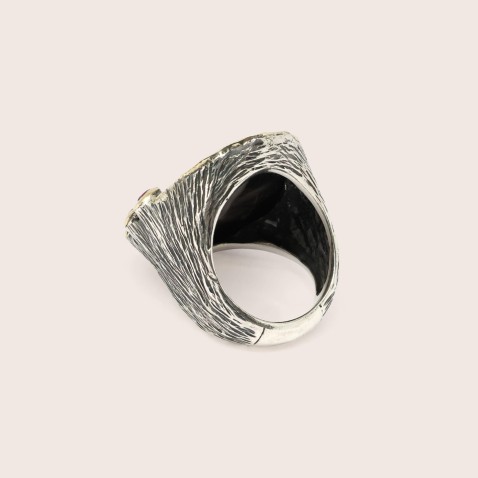 Silver and 9k Gold Mother-of-Pearl Ring | Styliano