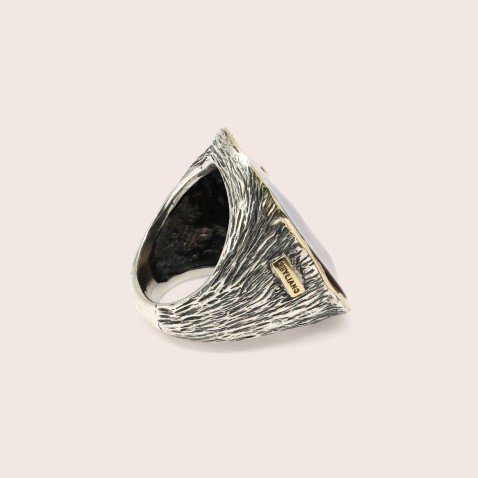 Silver and 9k Gold Mother-of-Pearl Ring | Styliano