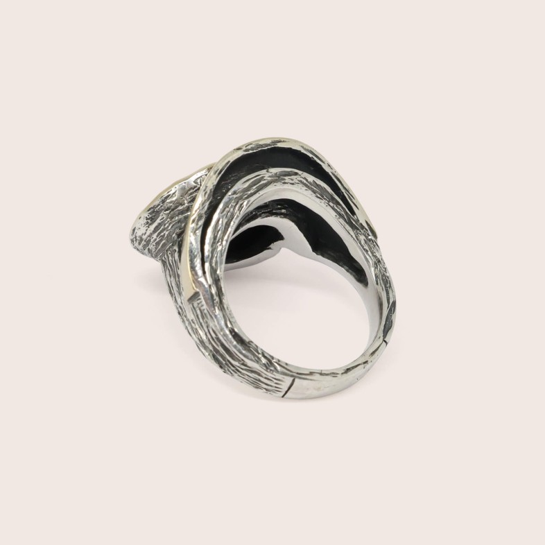 Silver and 9k Gold Opal Ring | Styliano
