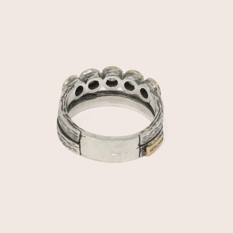 Lab Diamond Half Eternity Ring, Silver & 9k Gold | Styliano