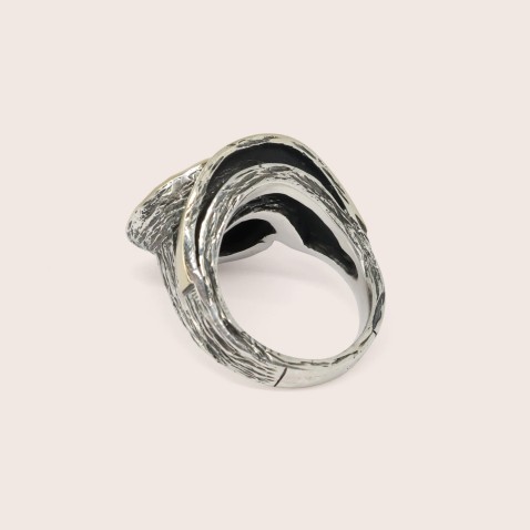 Silver and 9k Gold Opal Ring | Styliano