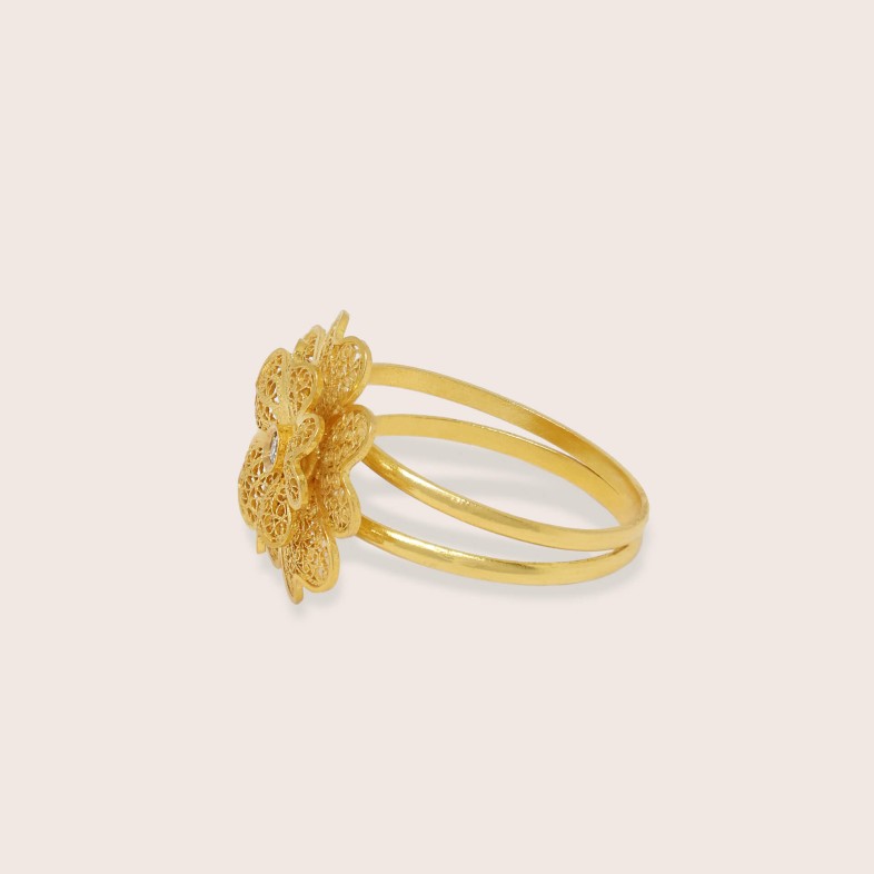 Anel Flor Filigrana Ouro 19,2K | Filigrana 100% Manual