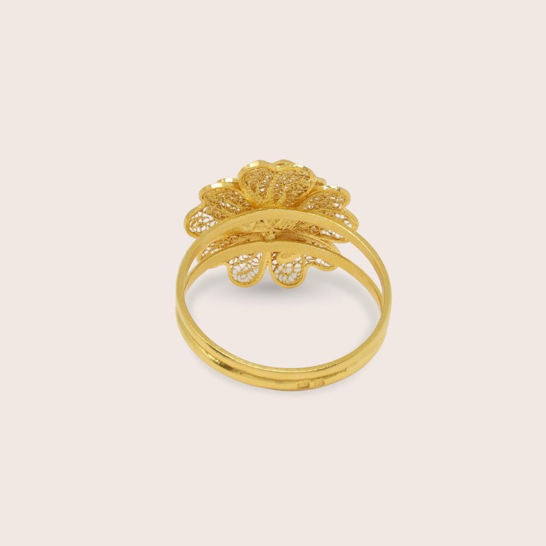 Anel Flor Filigrana Ouro 19,2K | Filigrana 100% Manual