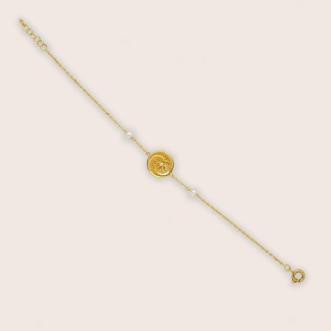 19.2K Gold Filigree and Pearl Bracelet | 100% Certified Filigree