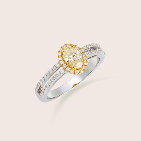 Anel Halo Ouro 18K Diamante Amarelo Oval | Special Moments